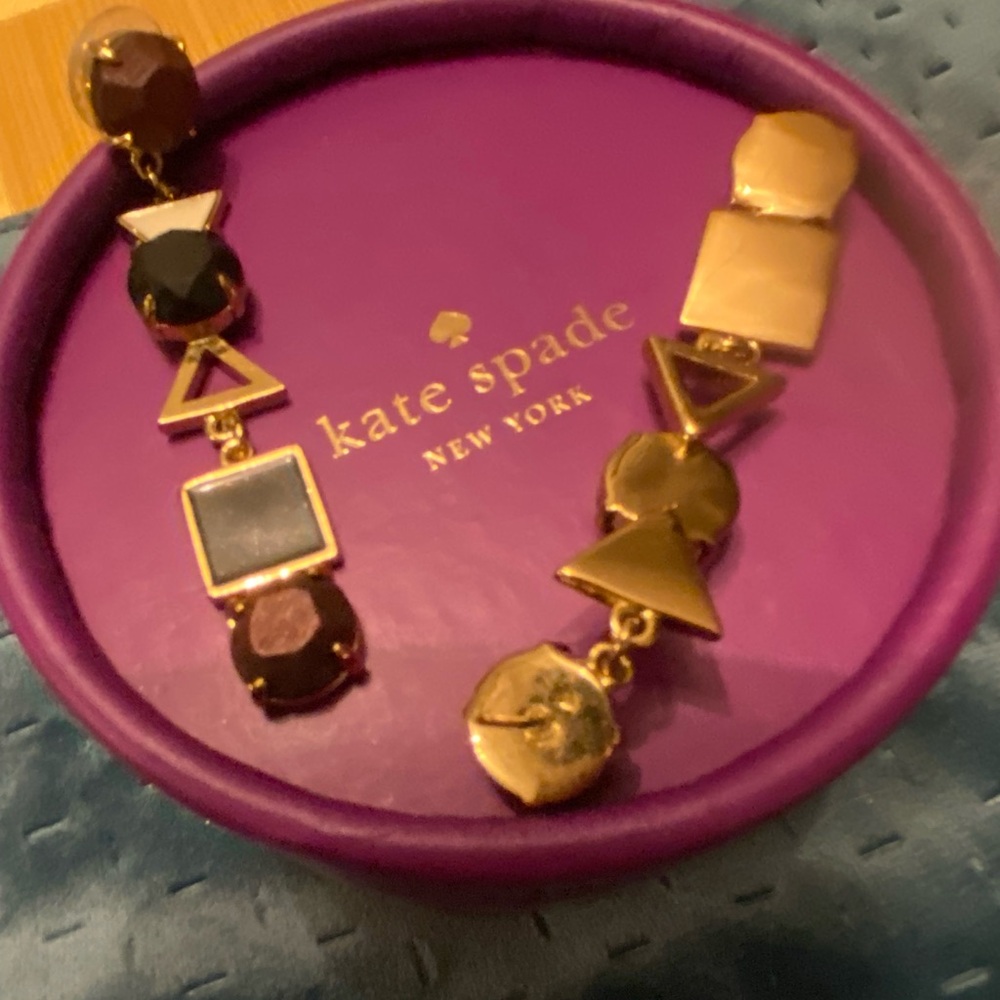 Kate Spade collector vintage Black and Gold Dangle Bow Earrings - Picture 3 of 5